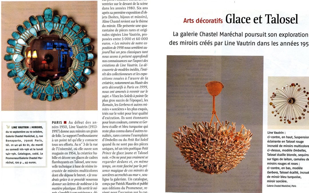 Le Journal des Arts, Septembre 2004 – « Glace et Talosel » – Line Vautrin