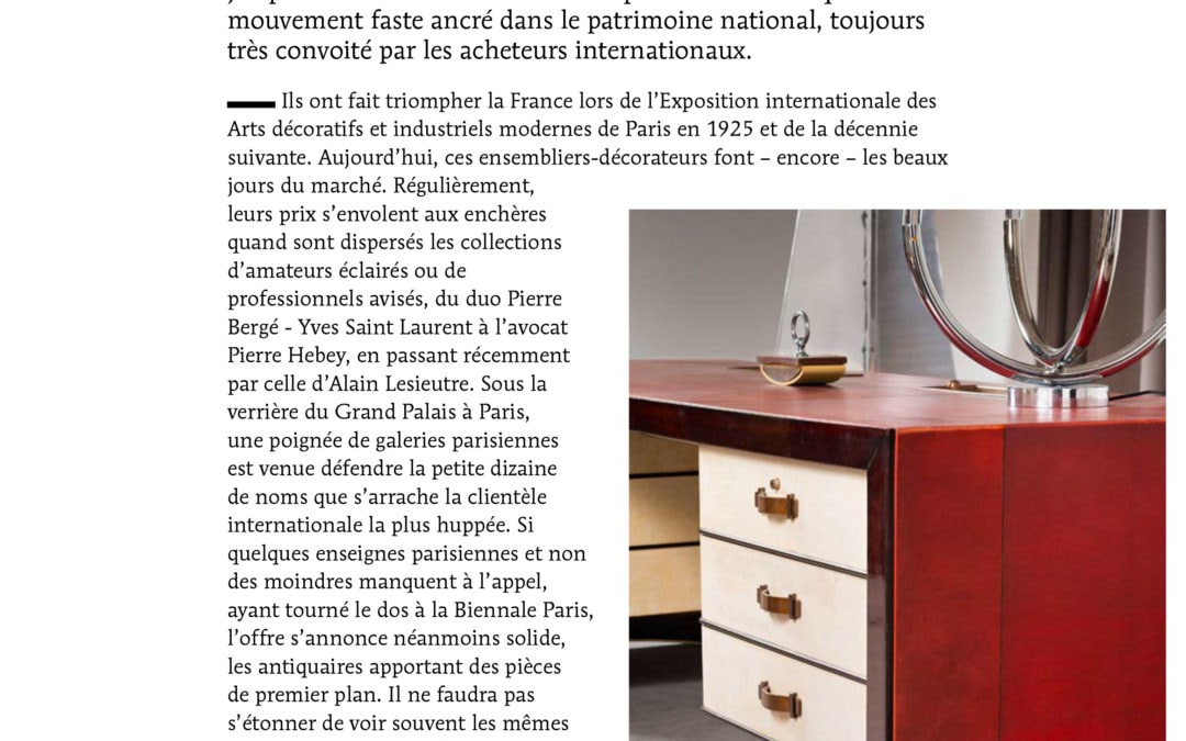 Le Quotidien de l’Art, mercredi 6 septembre 2017, « Hissez Haut l’Art déco », La Biennale Paris