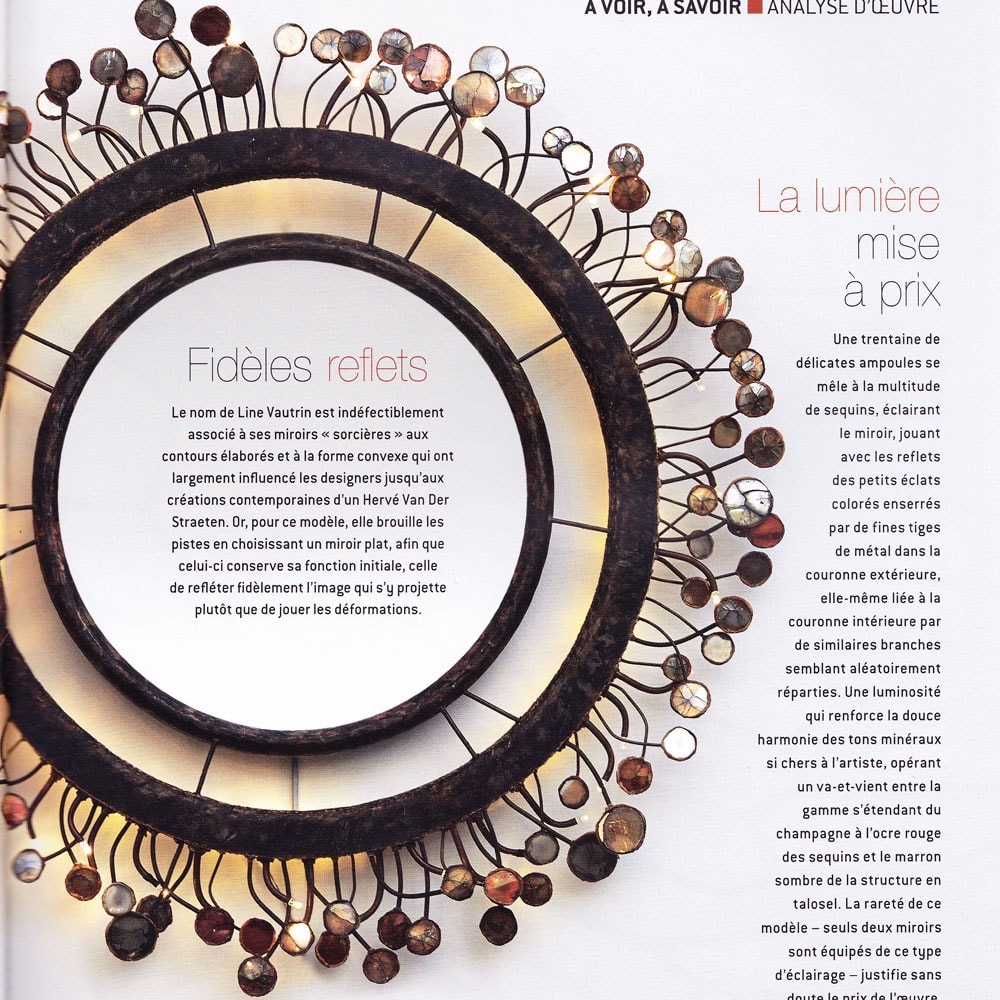 Ateliers d’Art, Novembre/Décembre 2014 – “Le miroir Sequins” – Line Vautrin