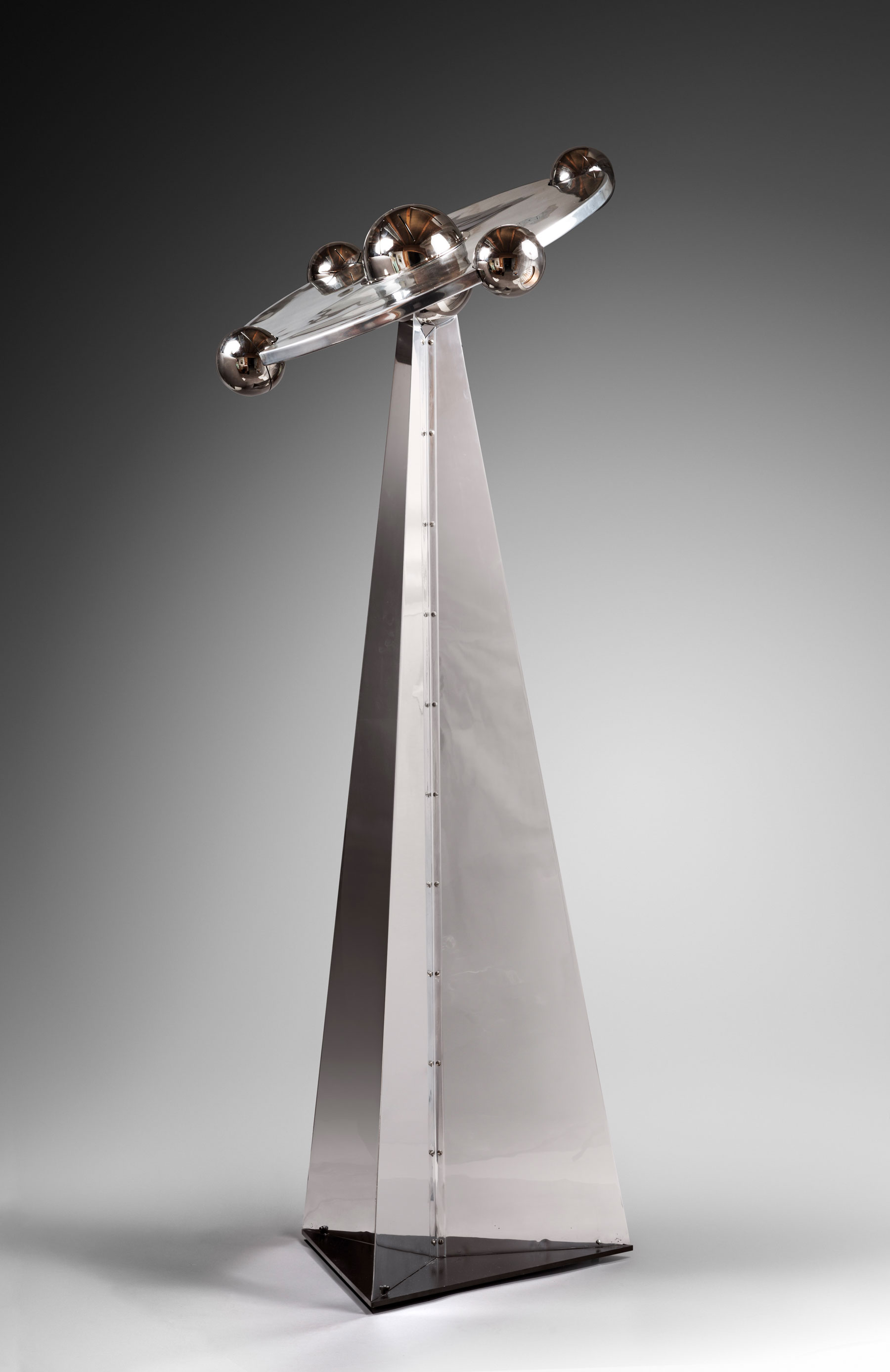 Yonel Lebovici, Rare lampadaire « Soucoupe » Grand Modèle, vue 01