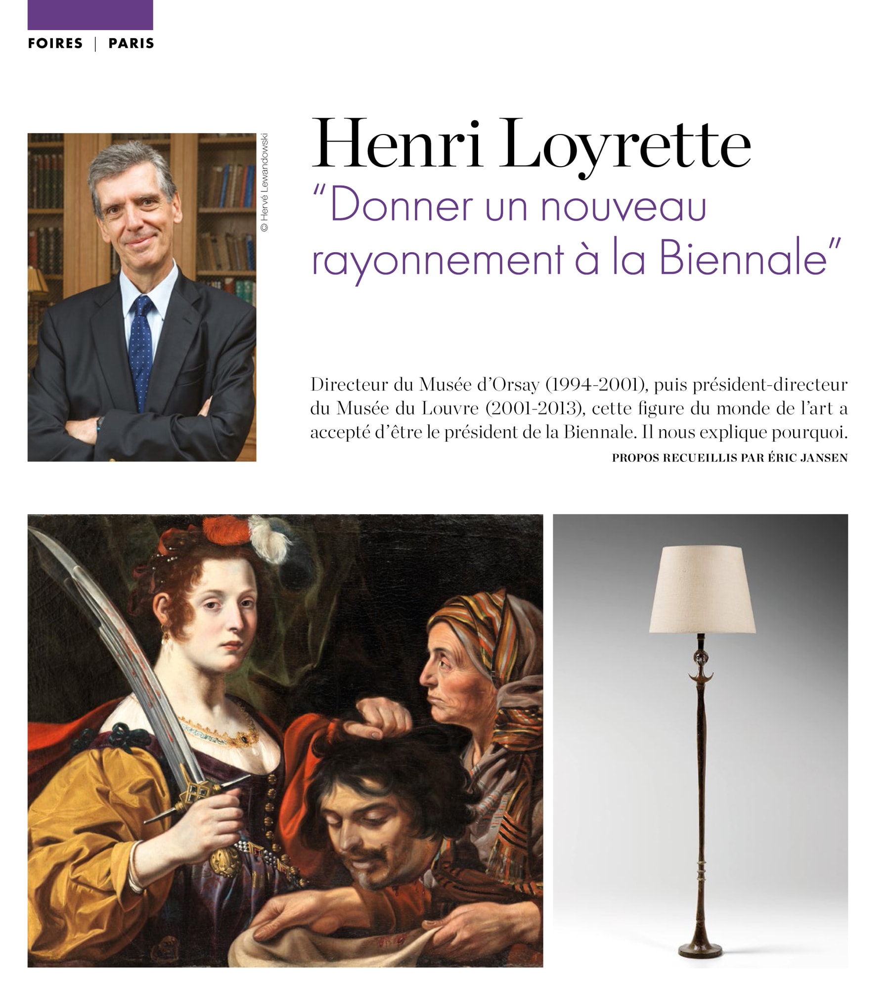 L’éventail, Septembre 2016 – “Henri Loyrette” interview