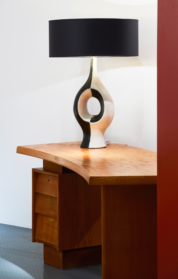 Georges Jouve, Exceptionnelle et rare lampe bicolore en céramique (vendue), vue 03