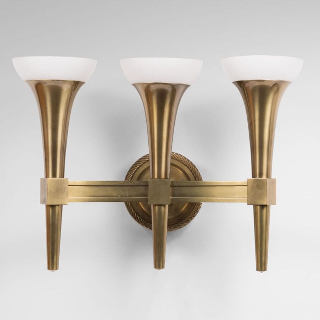 André Arbus, Pair of monumental wall-lamps with three arms