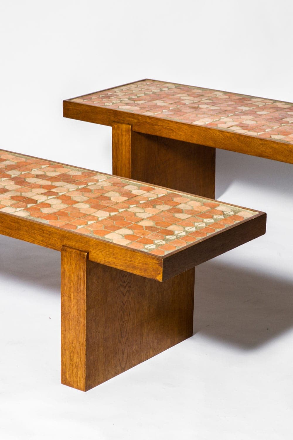 Jacques Adnet & Jacques Lenoble, pair of rectangular low tables, vue 03