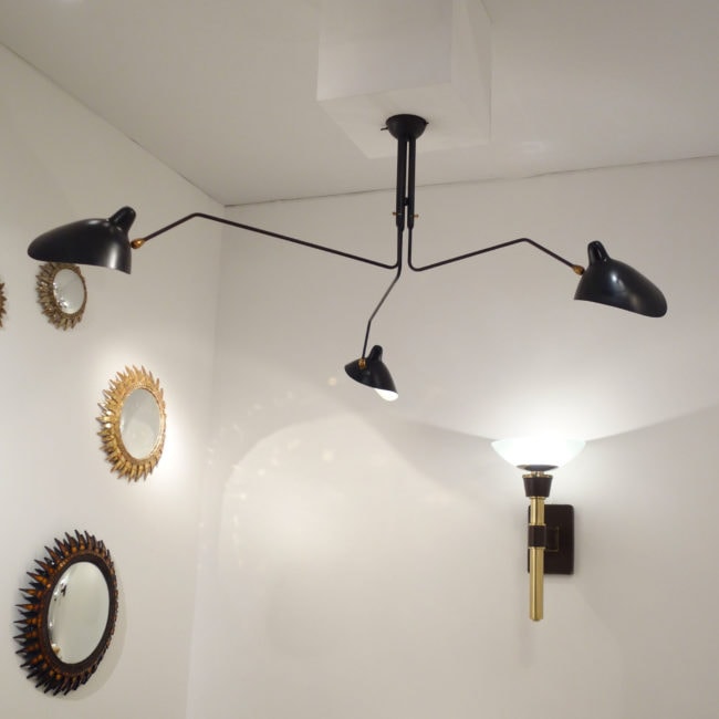 Serge Mouille, ceiling lamp with three pivoting arms