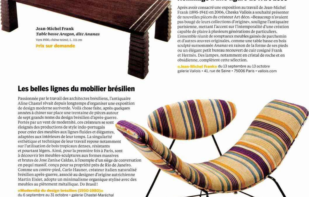 Beaux Arts magazine – Les belles lignes du mobilier brésilien – September 2018