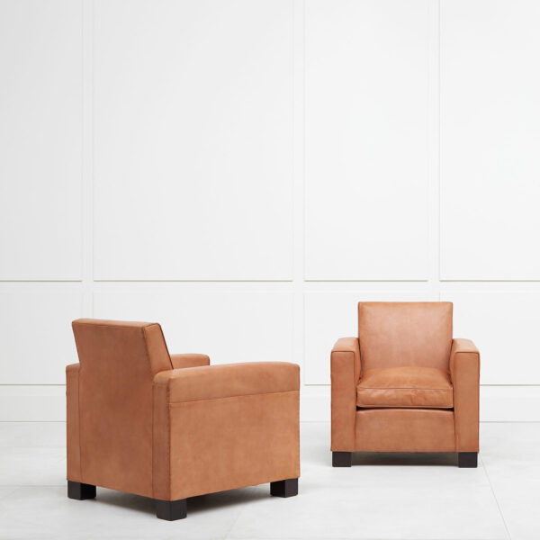 Jean-Charles Moreux, Rare pair of leather armchairs