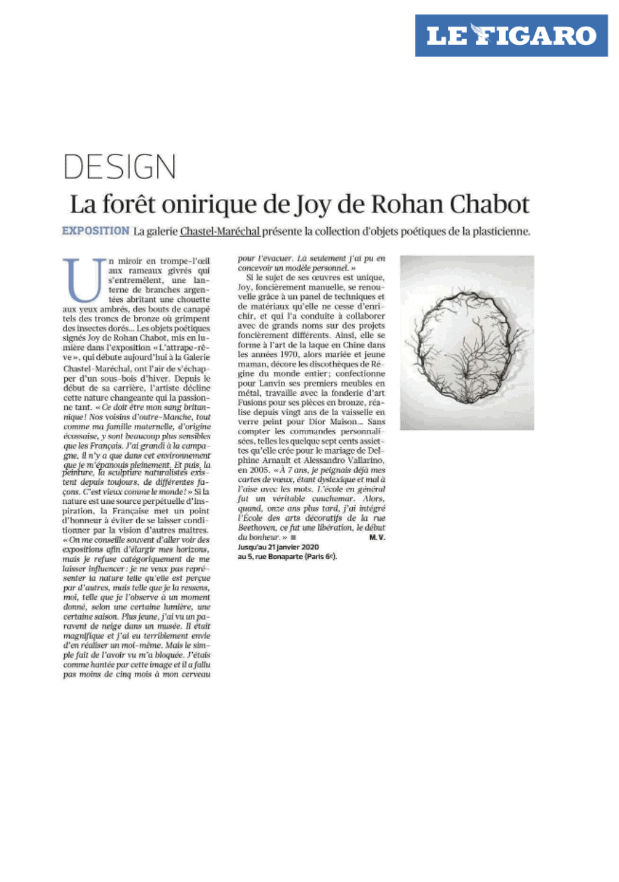 Le Figaro, La forêt onirique de Joy de Rohan Chabot, Novembre 2019