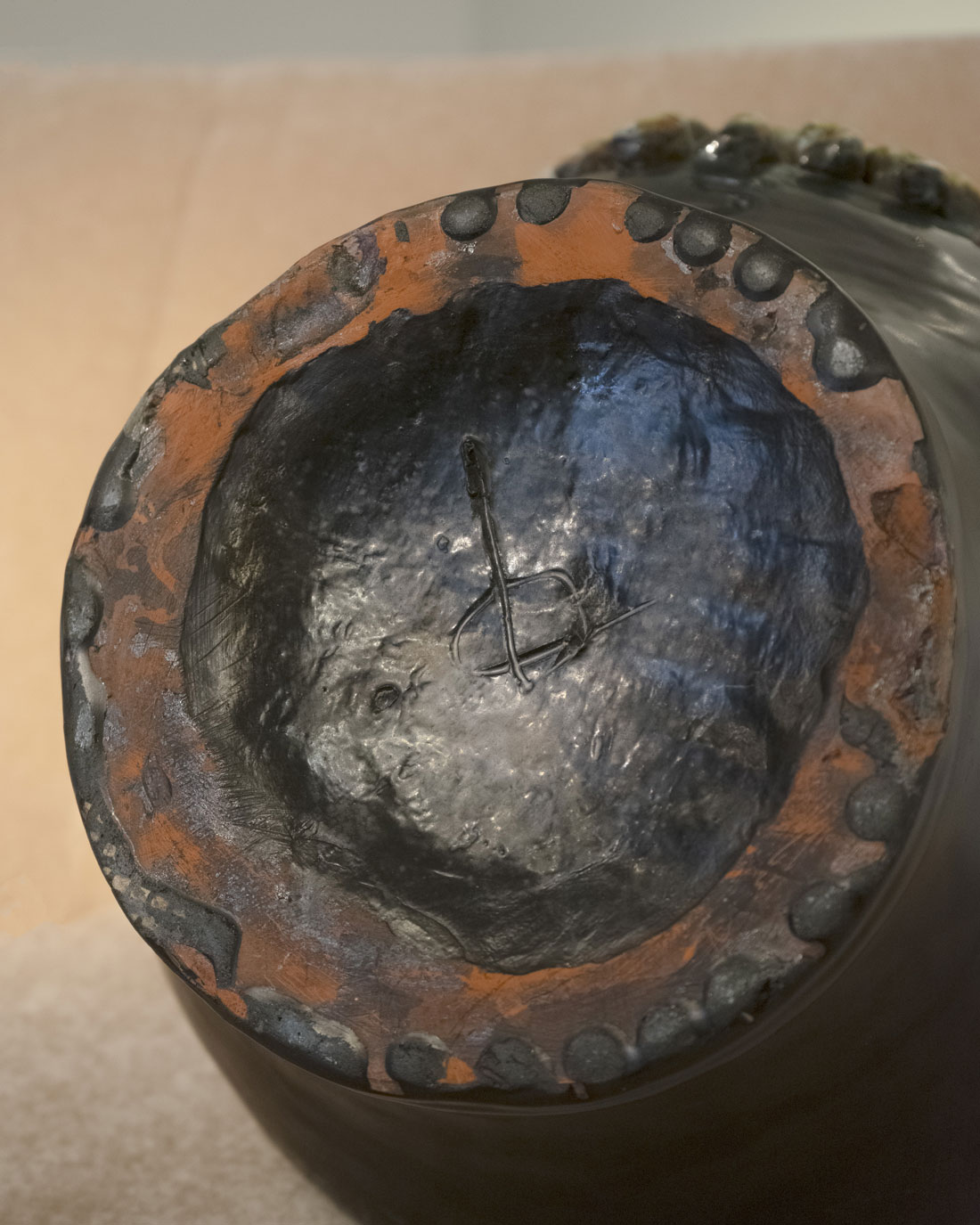 Georges Jouve, Important vase Soleil aux points cardinaux, vue 03