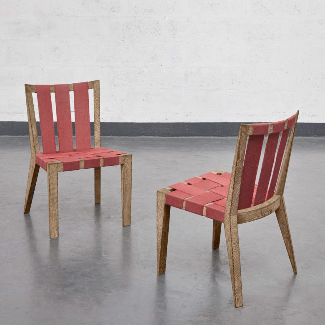 Jean Royère, Ensemble de 4 chaises “Sangles”